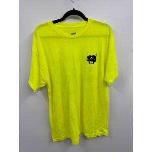 G59 T-Shirt Mens Large Neon Yellow 100% Cotton Skull Graphic Short Sleeve NWOT